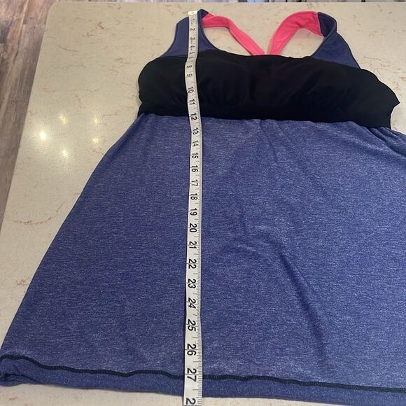 LUCY halter athletic tank top SZ XXL shimmer blue with neon pink straps SZ XL - Picture 11 of 15